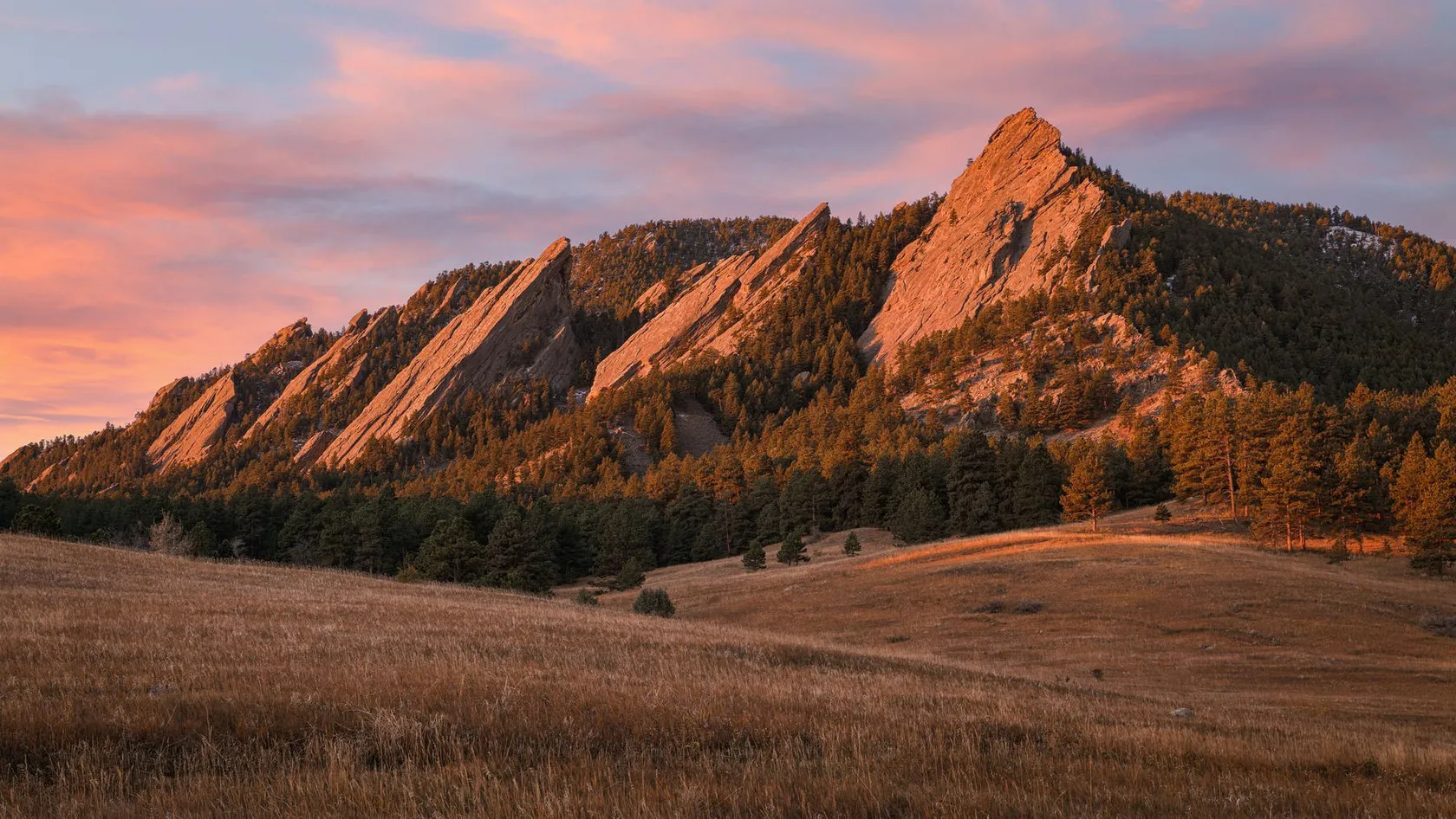 The Flatirons at sunset